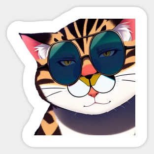 Meme Cat Funny With Sunglasses Sticker Sticker